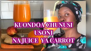 Juice ya karoti inasaidia kupunguza Chunusi Usoni Na ngozi kuwa laini na kusafisha Mwili kiundani.