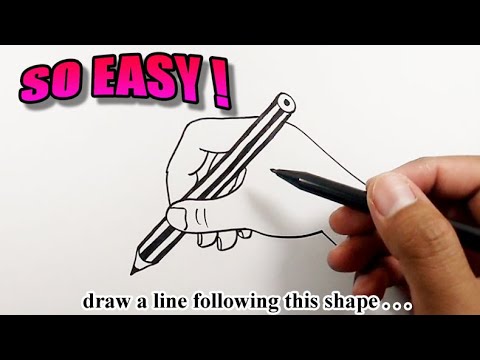 How to draw a hand holding a pencil  Easy Drawings