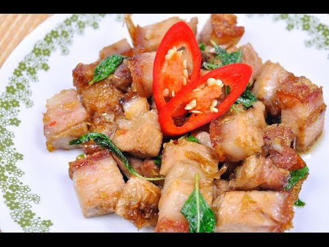 Stir Fried Crispy Pork with Holy Basil (Thai Food) - 