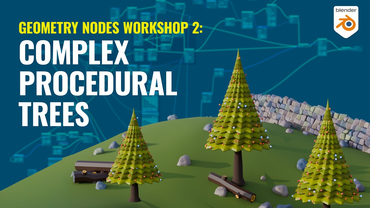 Let's make an advance stylised fir tree in Blender using Geometry Nodes