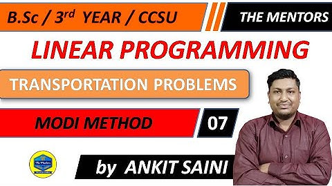 Transportation problem || Lecture 7 || MODI method || optimality test ||