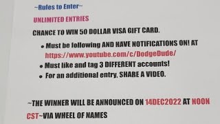 $50.00 Visa GIFT CARD Giveaway