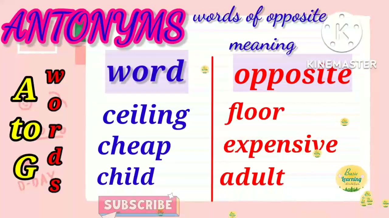 Basic Learning/English/Antonyms/A-G #15 - YouTube