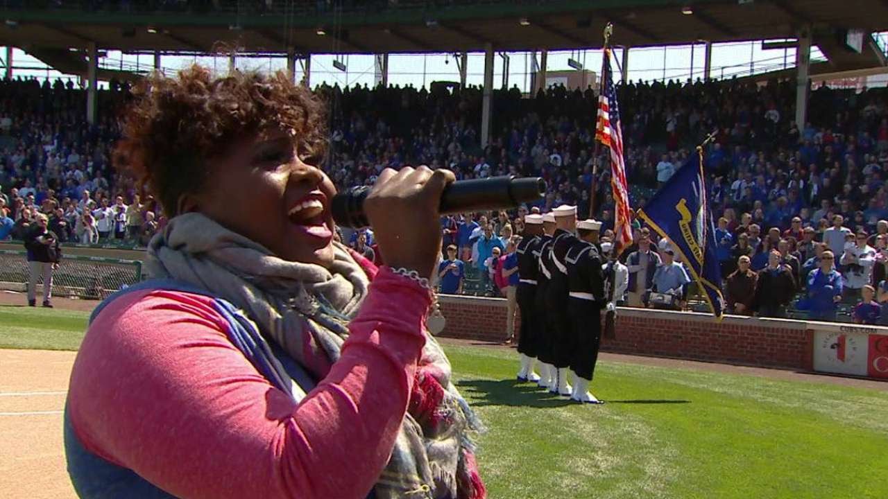 COL@CHC: Holmes sings the national anthem