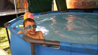 Liam's been practicing swimming underwater