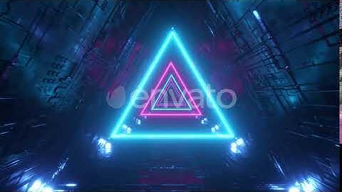 Sci-fi Tunnel with Neon Triangles. Endless Flight Forward. Modern Neon Lighting. Seamless Loop 3...
