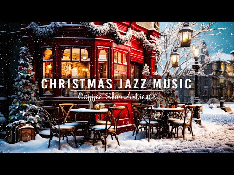 Relaxing Christmas Jazz Music with Snowing Ambience ☕ Cozy Christmas Coffee Shop Ambience For Work