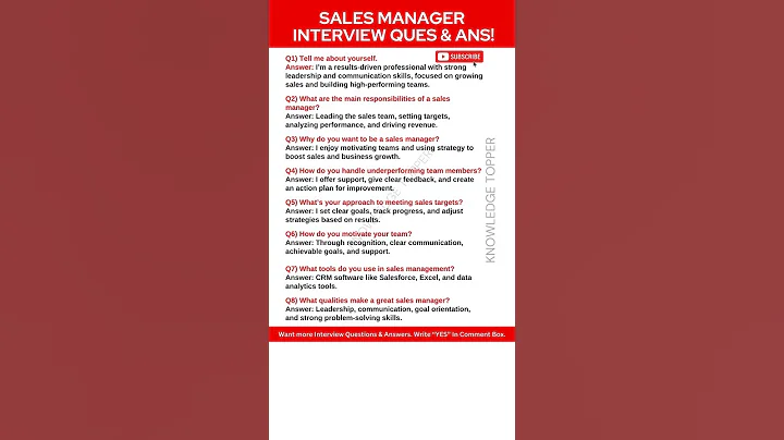Sales Manager Interview Questions and Answers