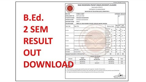B.Ed. 2 Sem Result out | Raja Mahendra Pratap Singh State University Aligarh | #rmpssu #dbrau 