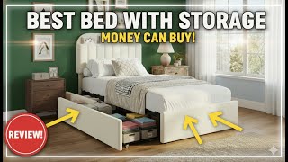 GarveeHome Twin Bed Frame with Storage Bookcase Headboard, Kids Bed Frame with 2 Drawers