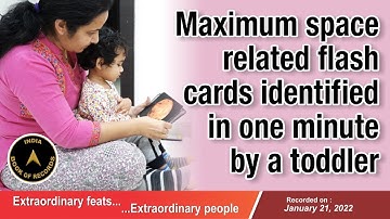 Maximum space related flash cards identified in one minute by a toddler