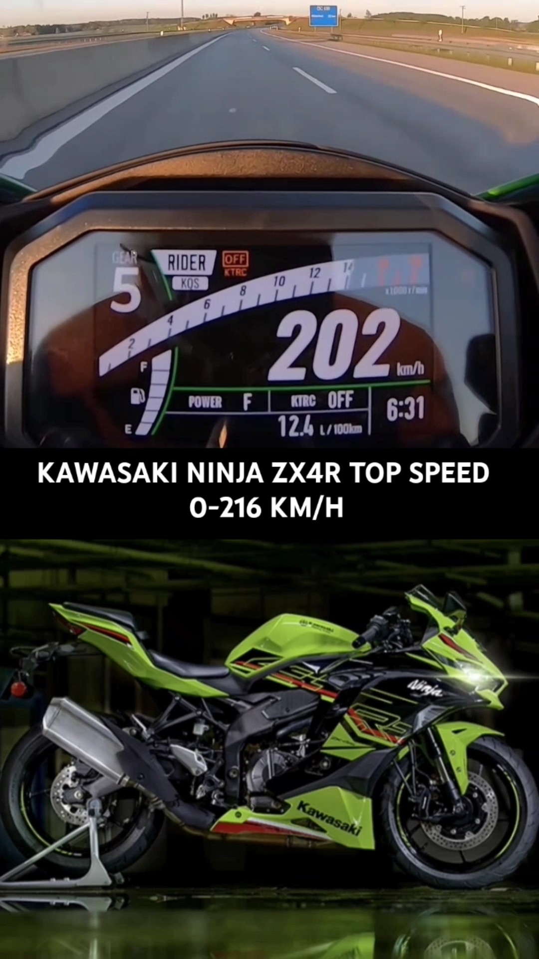Kawasaki ninja zx4r top speed 😰 | 0-216 km/h - YouTube