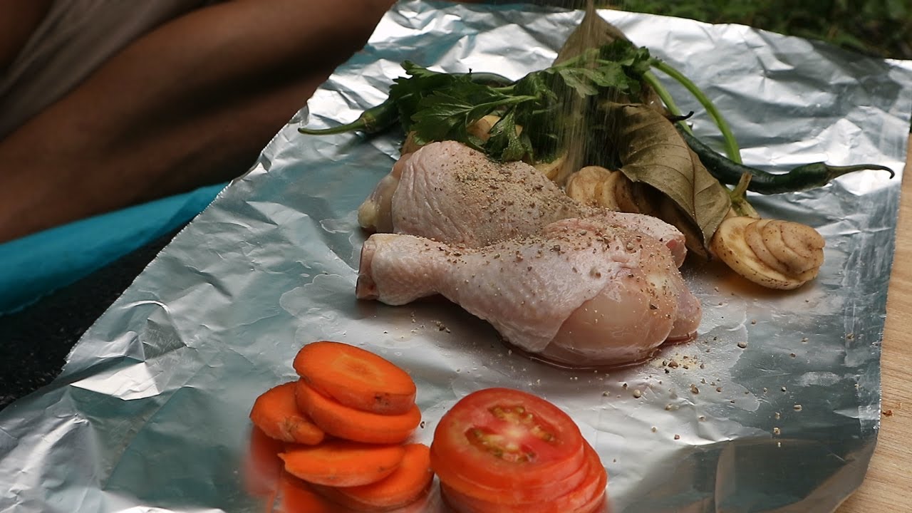 Chicken Drumsticks Foil on Ethanol Stove Solo Camping YouTube