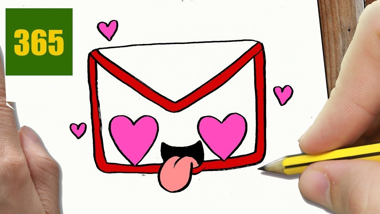 HOW TO DRAW A LOVE LETTER CUTE, Easy step by step drawing lessons for