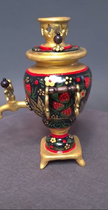 Самовар(15см) для домового,сделан вручную из полимерной глины,ручки ...
