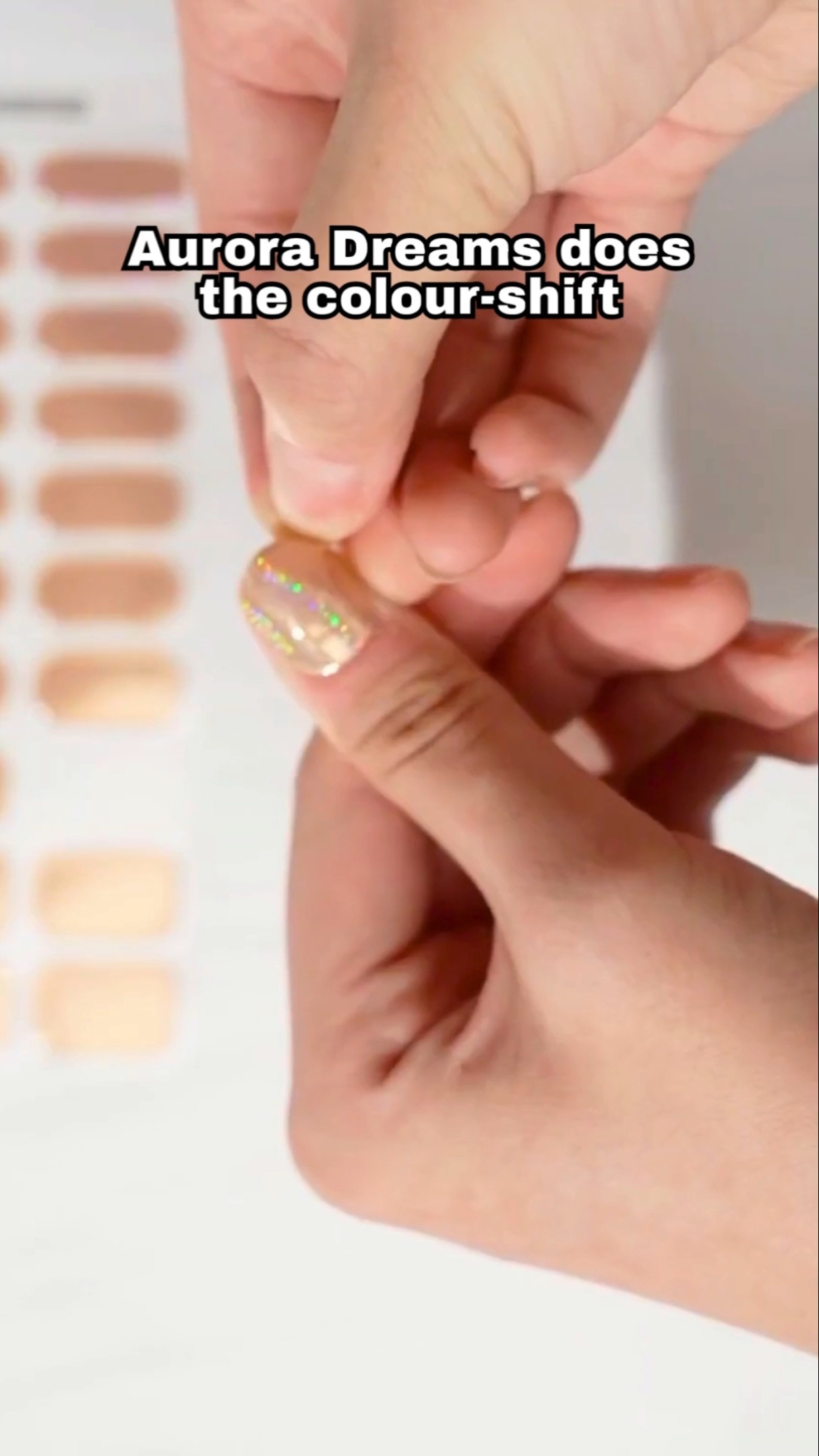 Aurora Dreams - Semi-Cured Gel Nail Strips applied on real nails