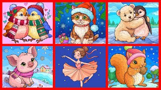 Winter Wonderland Snow Happy Animals Ballerina Girl Hey Color app #coloringbook screenshot 5