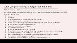 Adab Penuntut Ilmu (Bidayatul Hidayah)