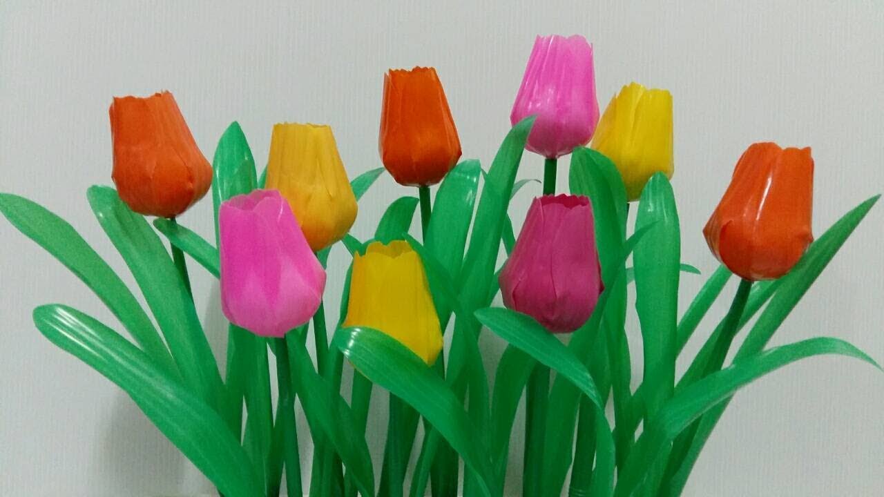 Цветы из трубочек, Тюльпаны из трубочек от My Mint Tulip Flower From Drinking Straws