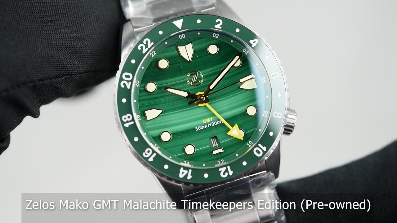Zelos Mako GMT Malachite Timekeepers Edition (Pre-owned) - YouTube