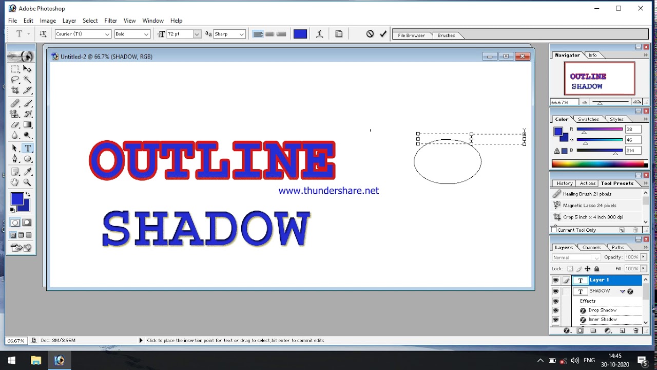 TEXT EFFECT(OUTLINE,SHADOW WRAP) IN PHOTOSHOP(TAMIL)