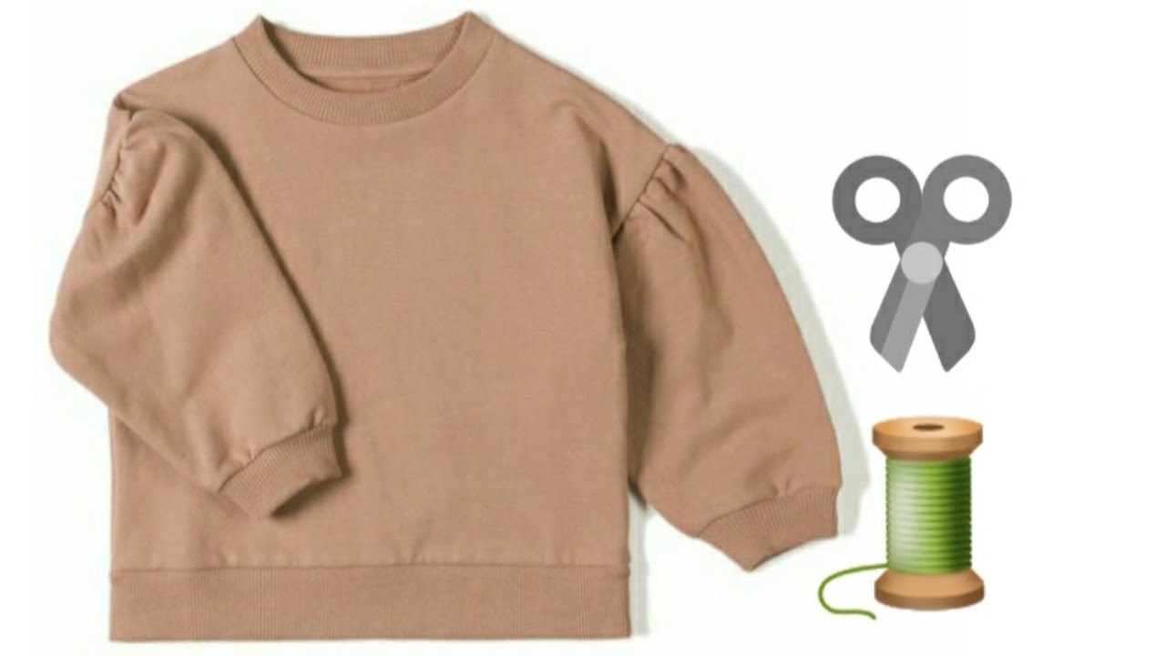 اسهل طريقة لتفصيل وخياطة سويت شيرت للمبتدئين 《عمر 5 سنوات_بنات 》❤😻