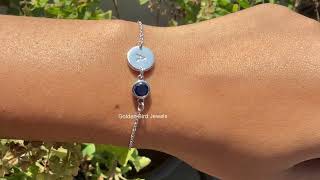 Personalized Initial Birthstone Bracelet