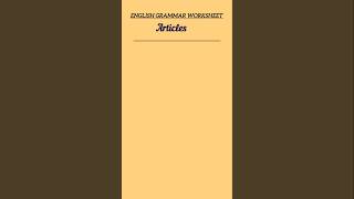 English Language Worksheet on Articles #english #worksheet #englishgrammar #articles #viral