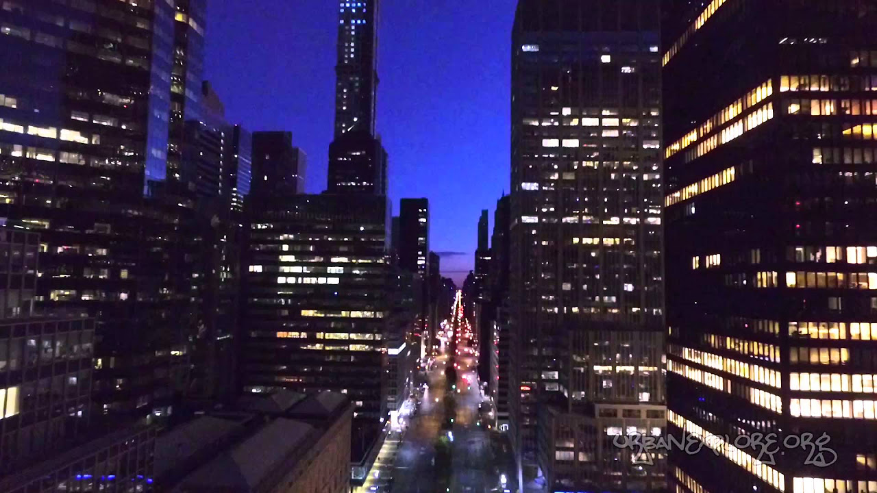 NYC Park Ave Helmsley Building - drone aerial fly over Manhattan New York City