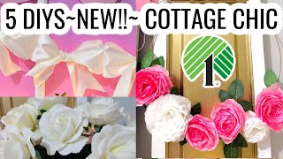 🎀NEW!!~5 DIY DOLLAR TREE COTTAGE CHIC DECOR CRAFTS~BOWS \& ROSES~ 🎀 Olivia's Romantic Home DIY