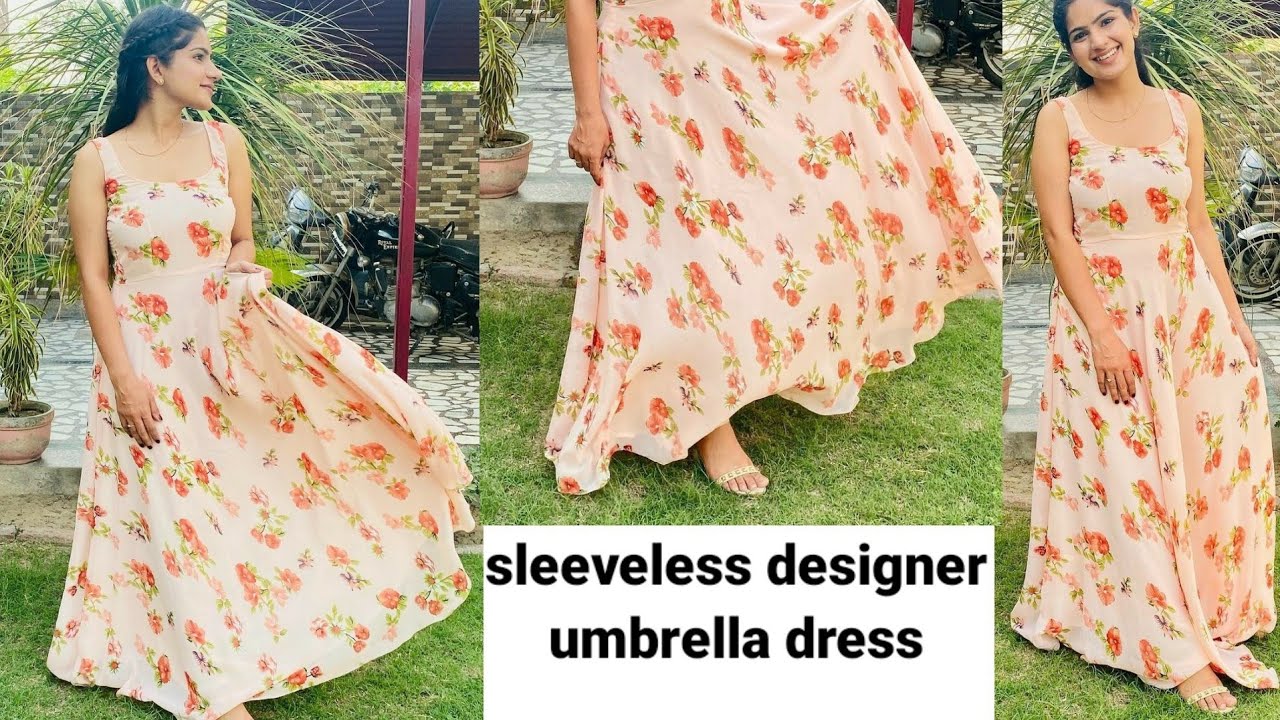 sleeveless umbrella suit dress cutting and stitching || Umbrella cut kurti || sleeveless long kurti