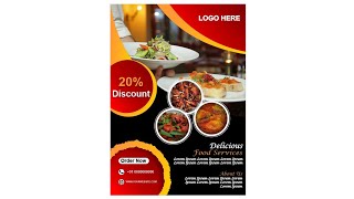 Restaurant flyer design in CorelDRAW | Food pamphlet design | Coreldraw tutorial | Graphic design
