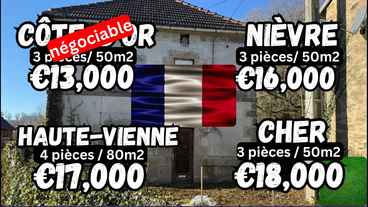 [ENG SUB] Maisons à vendre | €13,000 - €16,000 -€17,000 -€18,000 |Nièvre Cher, Haute-Vienne