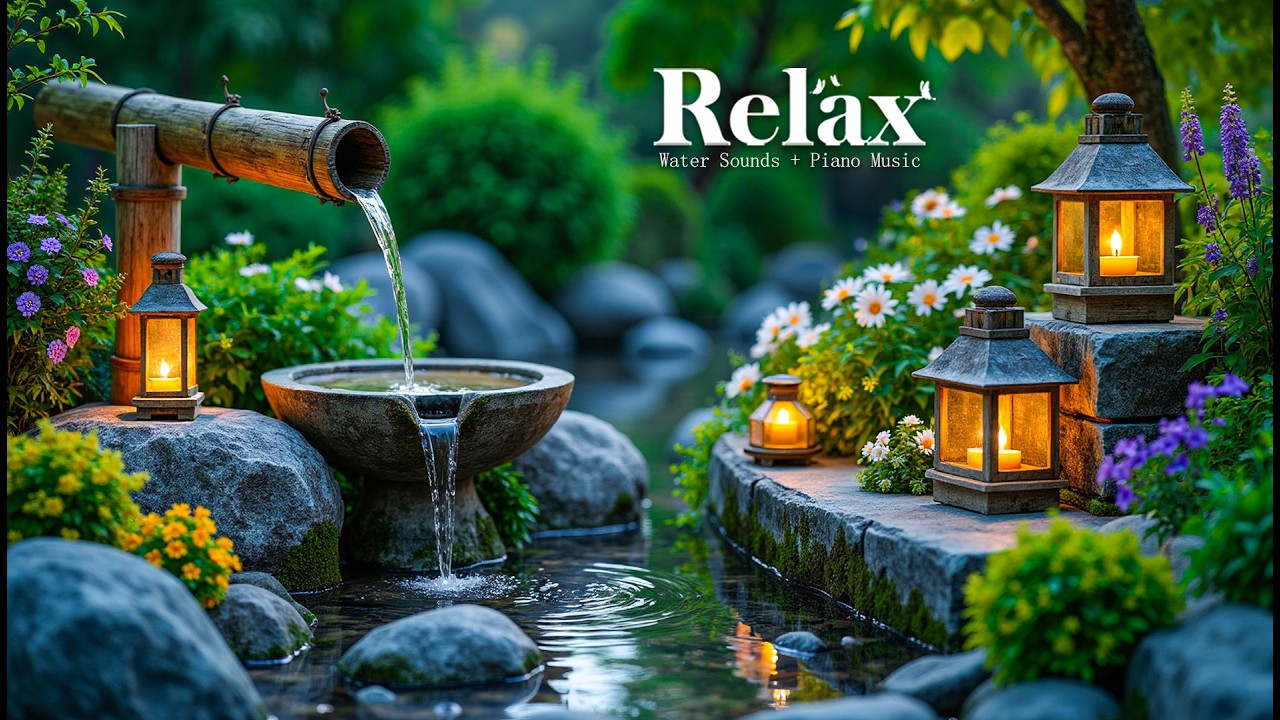 Расслабляющая музыка для оздоровления + звуки воды 🌿 Снимает стресс, успокаивает тревогу и депресси