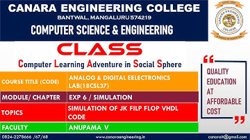 VTU ADE LAB (18CSL37) ANALOG AND DIGITAL ELECTRONICS LAB [JK FLIP FLOP] ( EXP6 L11)