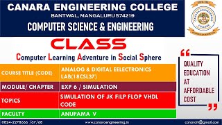 VTU ADE LAB (18CSL37) ANALOG AND DIGITAL ELECTRONICS LAB [JK FLIP FLOP] ( EXP6 L11)