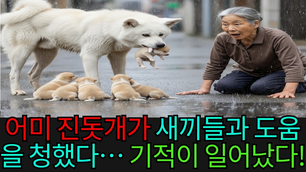 쇠약해진 어미 진돗개가 새끼들을 데리고 한 할머니에게 도움을 청했다… 그리고 믿기 힘든 기적이 찾아왔다!