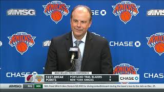 Coach Miller Speaks After the Knicks Win Over the Blazers