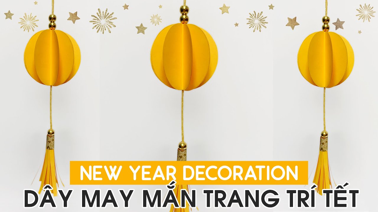 HOW TO MAKE PAPER BALL HANGING DECORATION FOR NEW YEAR / 3D PAPER ORNAMENTS / DIY TET DECORATION