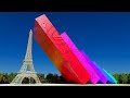 Domino simulation A giant domino destroys the Eiffel Tower!?
