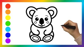 Ich zeichne einen Koala 🐨 Drawing a Koala Bear | Painting & Coloring for Kids