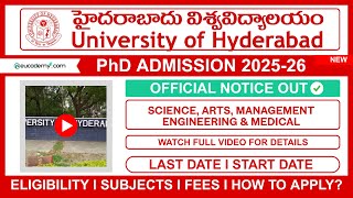 University of Hyderabad UOH PhD Admission 2026 Notification Eligibility Last Dat