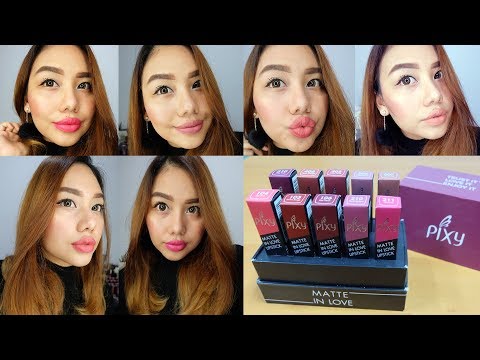 PIXY CSOMETICS MATTE IN LOVE LIPSTICK SWATCHES + REVIEW | COMPLETE ( 10 WARNA ). 