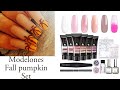 Lazy girl method with modelones polygel pumpkin fall nail set tutorial