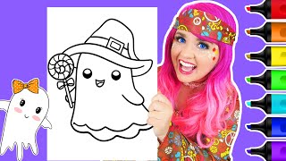 Coloring a Cute Ghost Halloween Coloring Page Ohuhu Paint Markers
