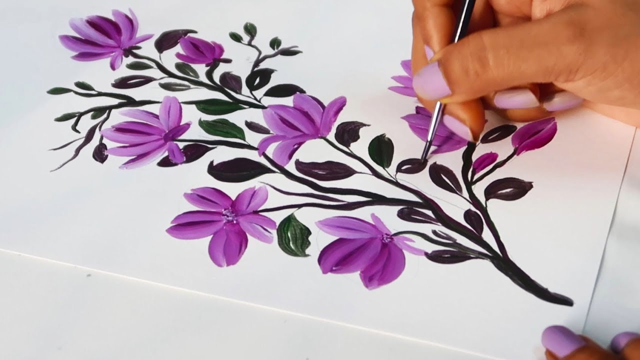 How to paint flowers in acrylic painting  Painting Tutorial  Easy for  Beginners