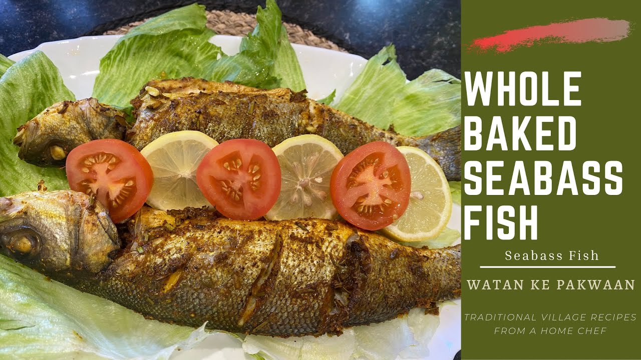 Whole Baked Sea bass Fish Recipe | Roasted Sea bass Fish With Lemon Herb Oil 