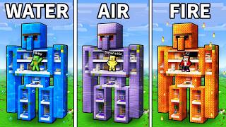 JJ and Mikey: ELEMENTAL GOLEM BATTLE in Minecraft...