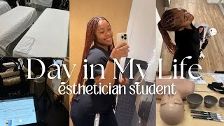 VLOG: day in the life as an esthetician student 🧖🏾‍♀️ | 11 hour school day | taking exams & more!!