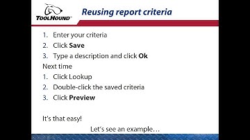 ToolHound 5 - Reusing Report Criteria